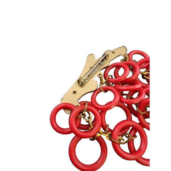 Vintage Plastic Faux Branch & Circle Dangling Brooch (A3945) - Picture 4 of 5